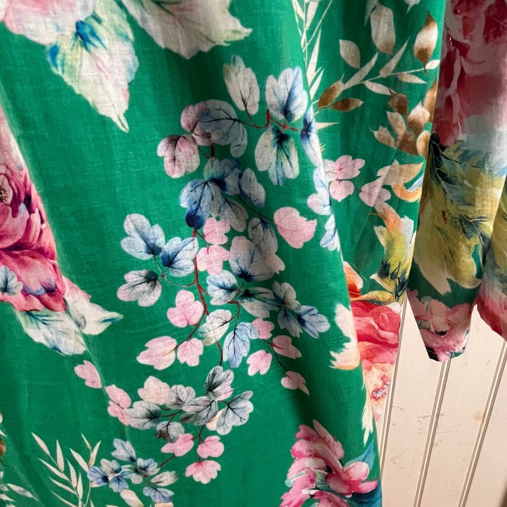 Nota Bene Italy Made Floral Tunic Shirtdress OSFM M/L Resort Coastal Luxe Cotton - Picture 14 of 16